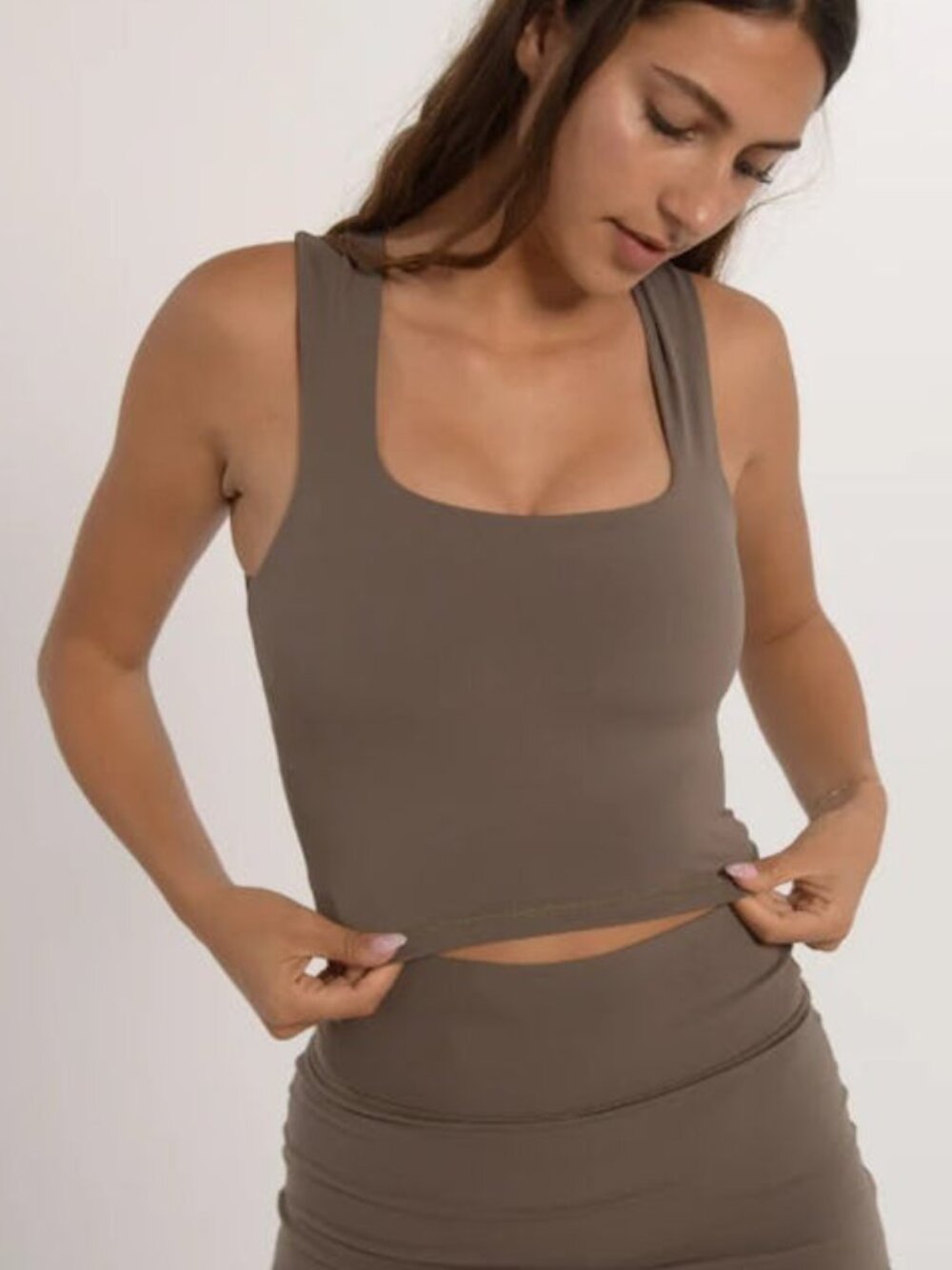 FORM Box Crop Tank - Walnut - Size Small